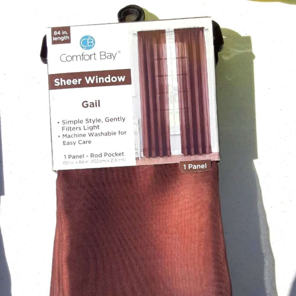 Comfort Bay Brown Sheer Window Curtains 1 Panel